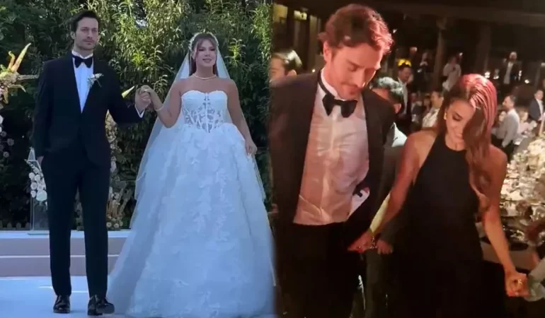 Feyyaz Şerifoğlu ve Merve Dinçkol’un Düğününde Hande Erçel Rüzgarı